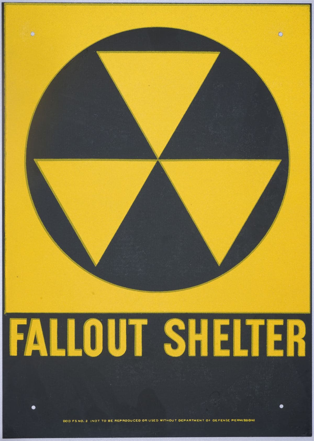 Cold War fallout shelter sign illustrating how long does nuclear fallout last survival guidance