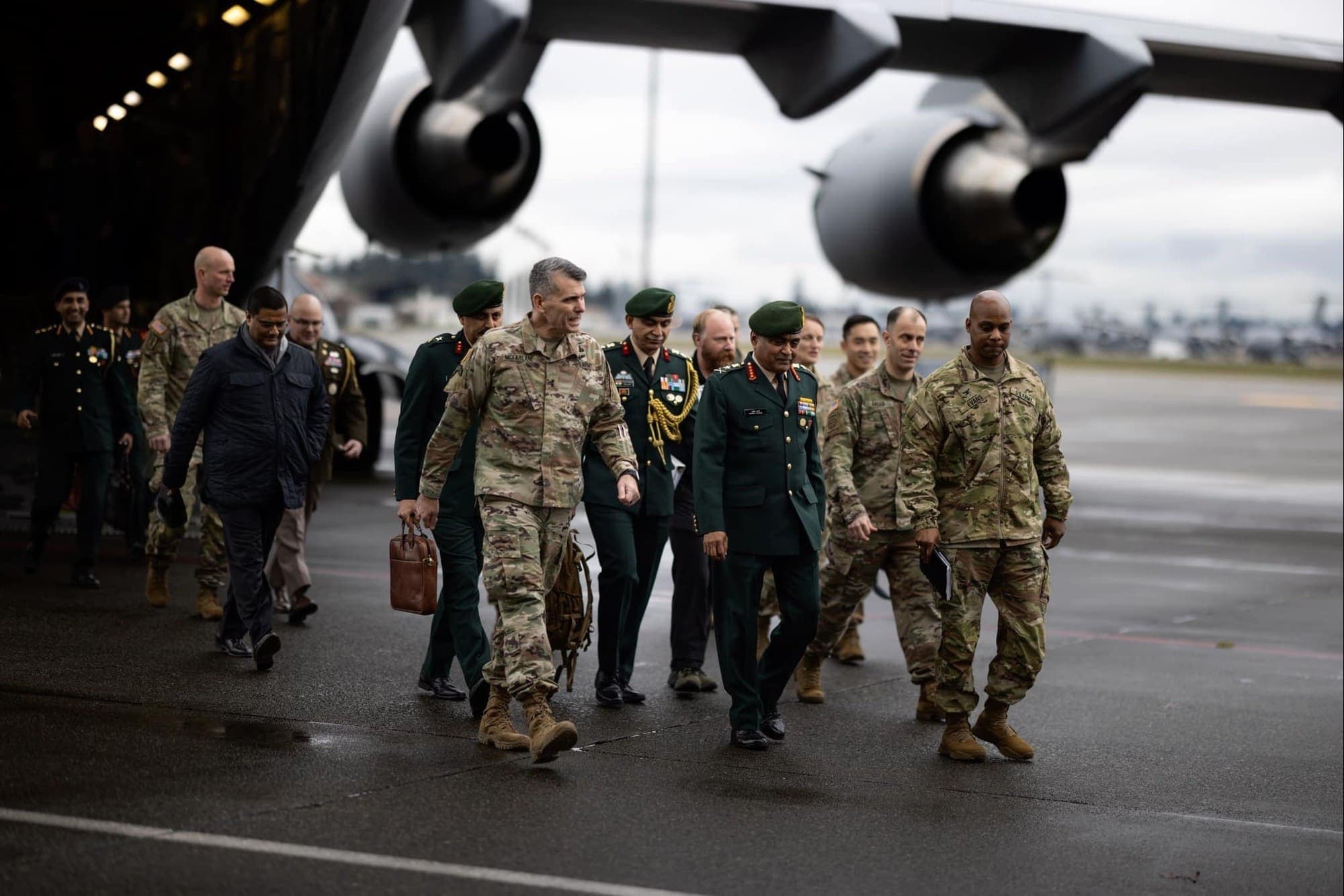 Indian Army generals in formal dress uniform — India maintains a declared no-first-use nuclear doctrine, but the India-Pakistan nuclear rivalry is considered the world's most volatile