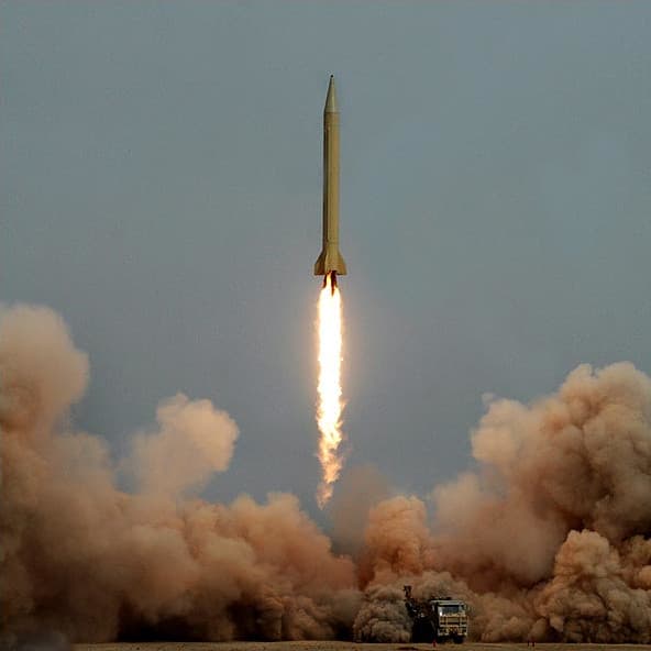 Iranian missiles on display during a military parade — Iran's proxy network has activated across the Middle East