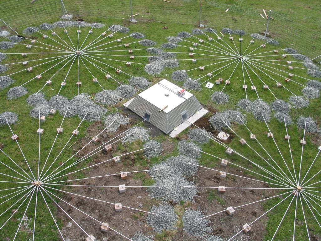 Infrasound station array microphones used to monitor low-frequency waves from possible nuclear tests