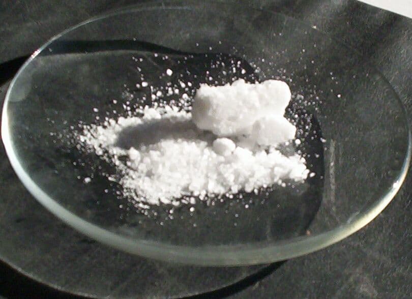 Potassium iodide crystals shown as the active ingredient used in KI emergency tablets