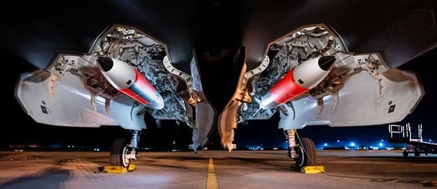 B61-12 joint test assemblies loaded on an F-35 aircraft for NATO nuclear sharing context