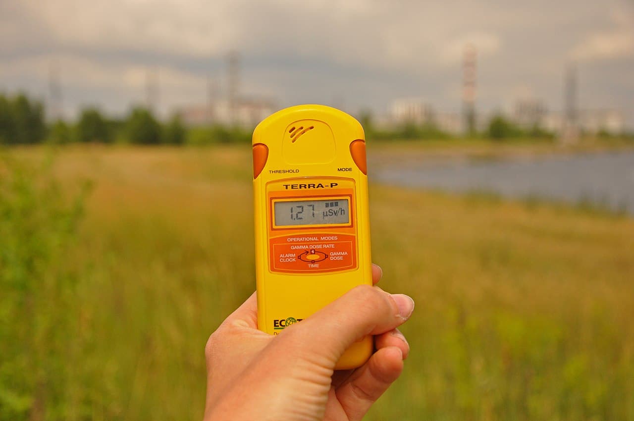 Dosimeter reading in a contaminated zone for radiation sickness symptoms timeline monitoring